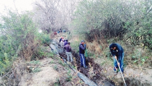 Obra de revestido en Tafi del Valle
