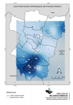 Lluvia total Octubre 2018 respecto del promedio histórico.