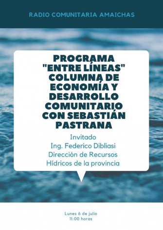 El Ing. Dibliasi de Recursos Hidricos participará de un programa radial en Amaicha del Valle
