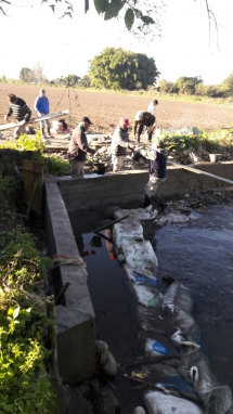 Construcción de muro en la acequia fiscal